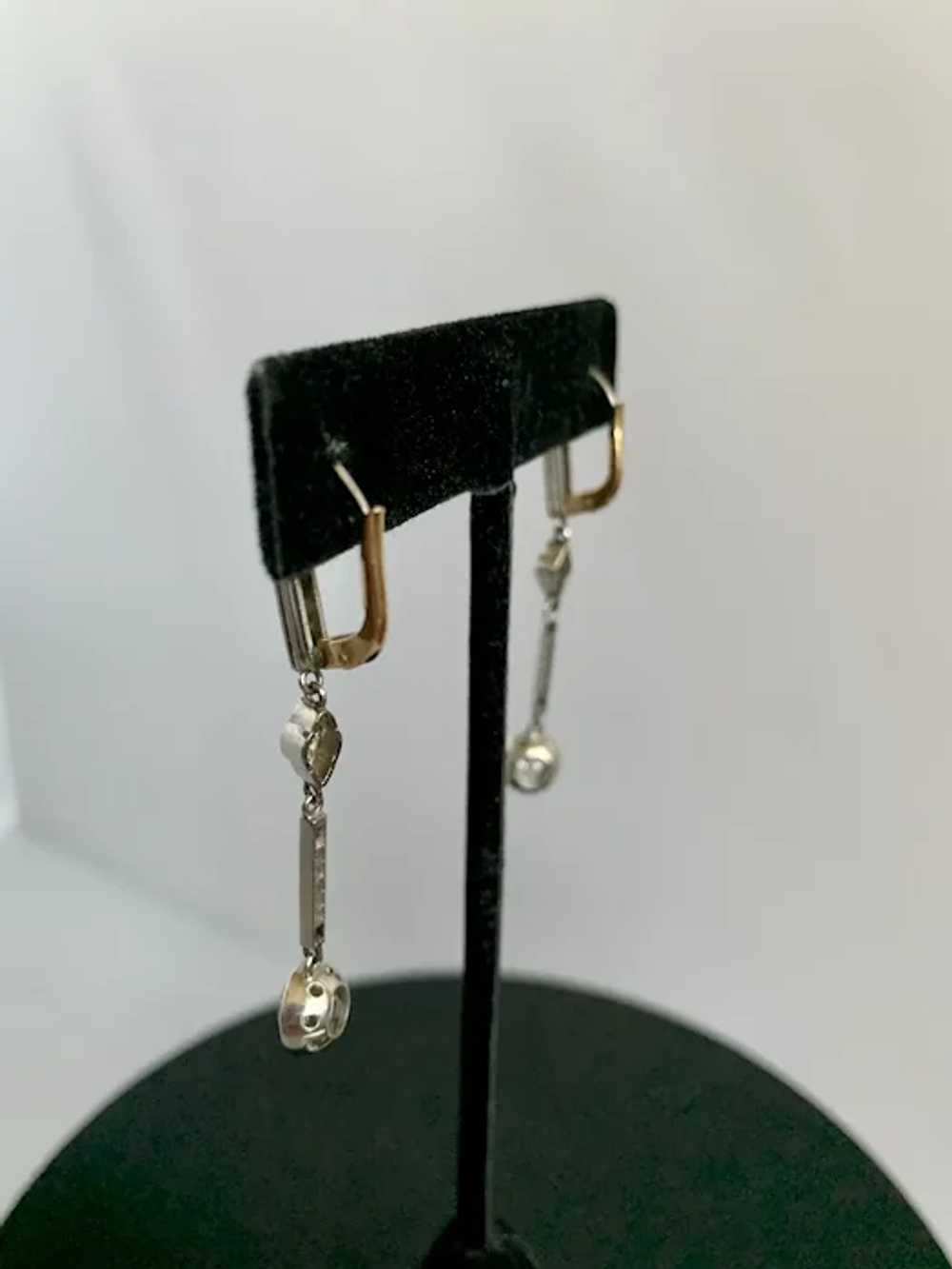 Diamond and Sapphire Platinum Earrings - image 7