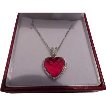 Ruby Red  and White CZ Necklace