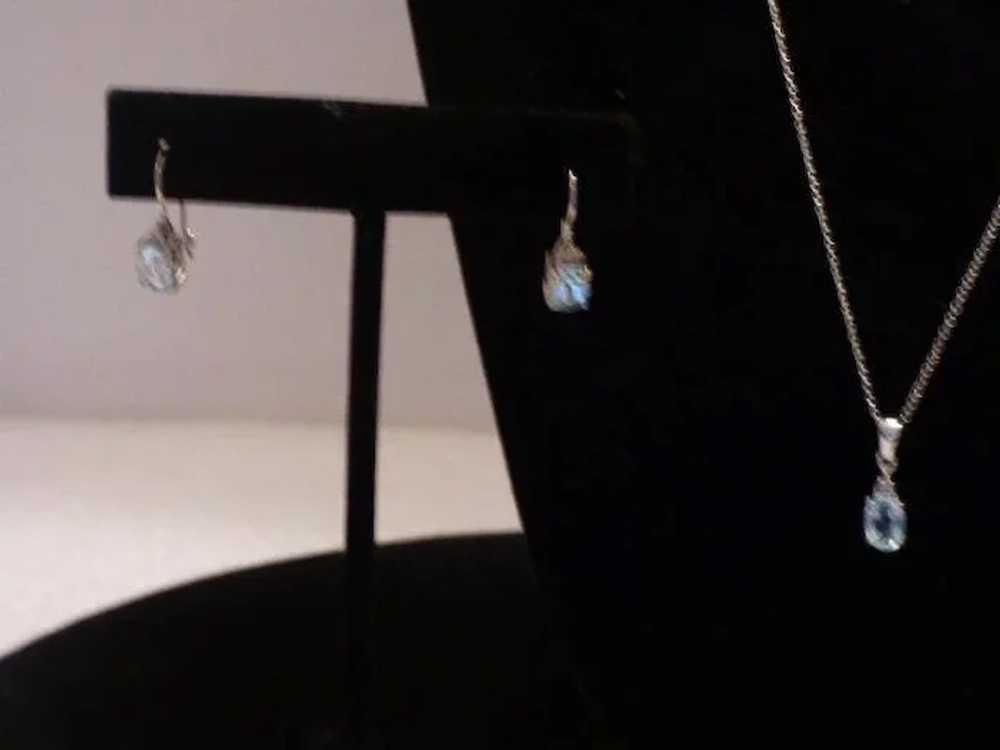 Blue Topaz & Diamond Necklace & Earrings - image 4