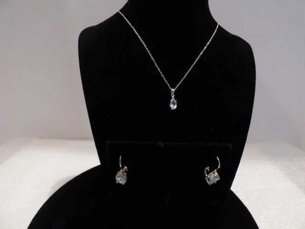 Blue Topaz & Diamond Necklace & Earrings - image 5