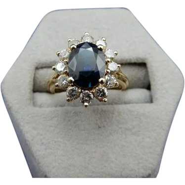 Estate 14 Karat Sapphire and Diamond Ring - image 1