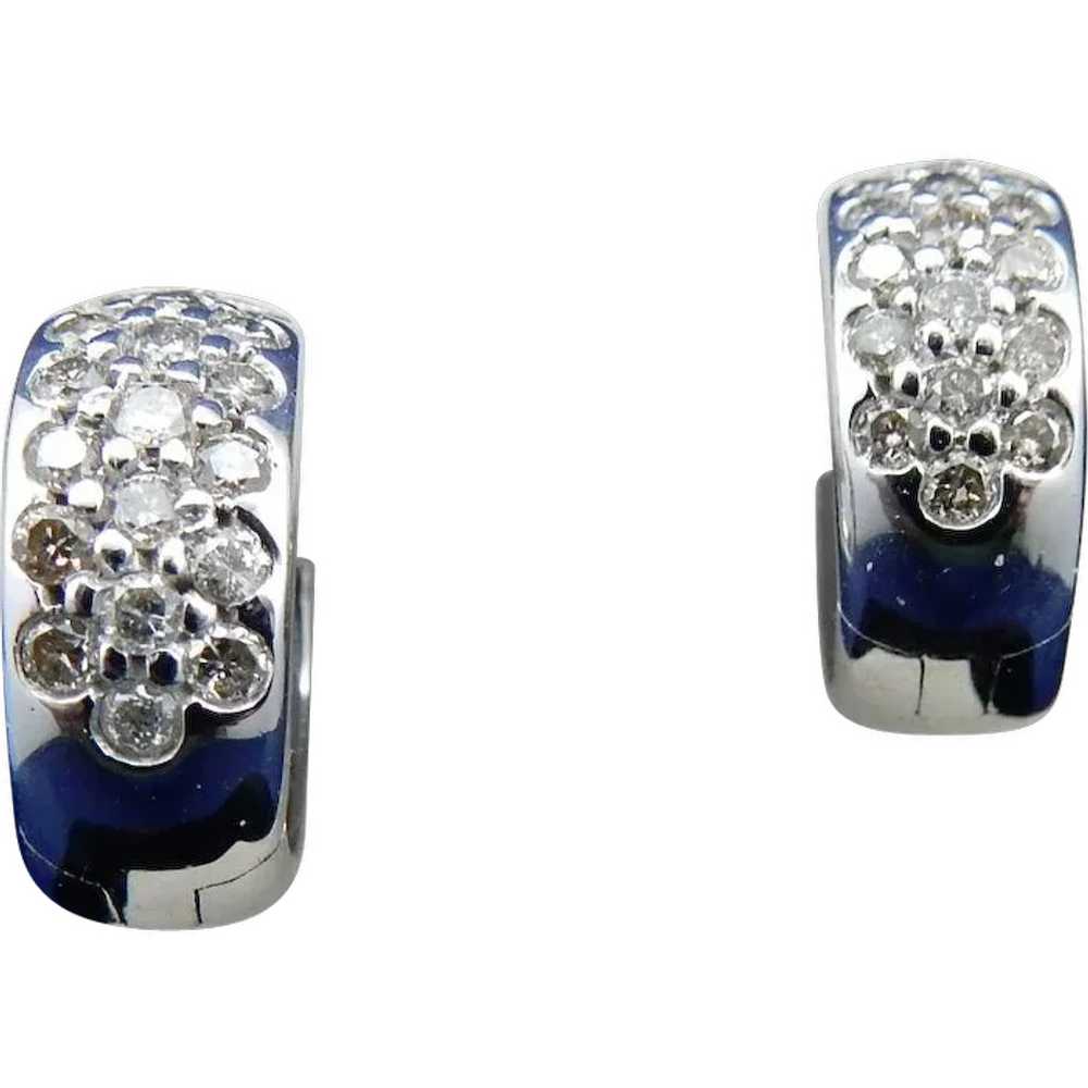 14 karat Diamond Huggie Earrings - image 1