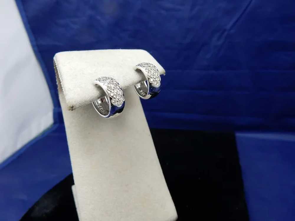 14 karat Diamond Huggie Earrings - image 2