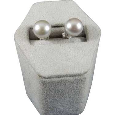 Silver Cultured Pearl Earrings - image 1