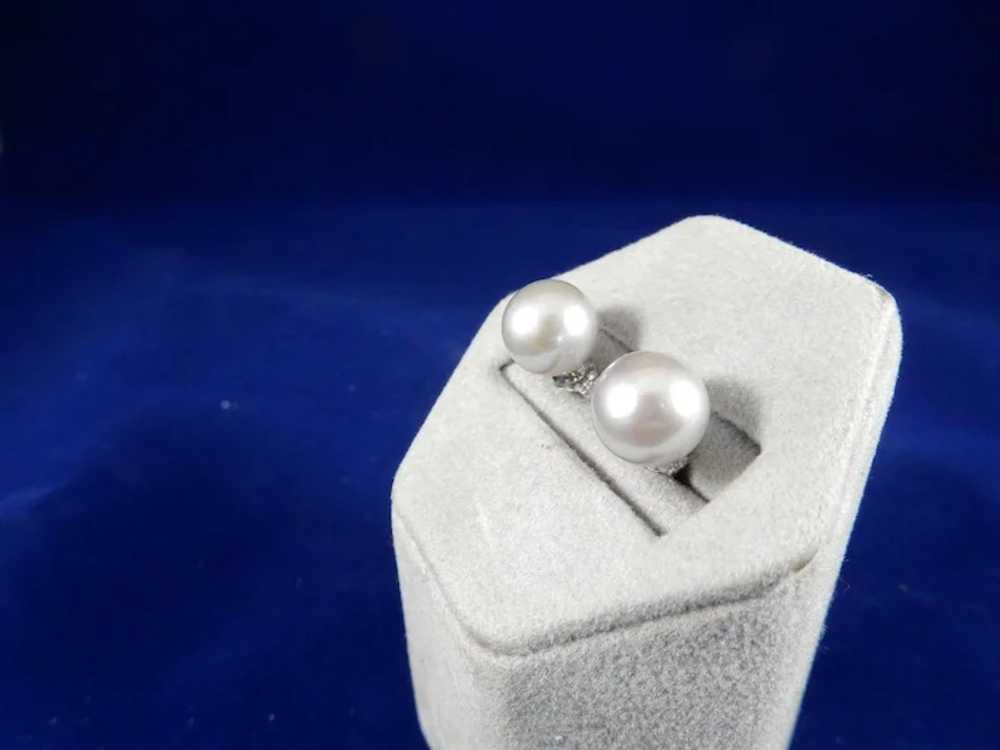 Silver Cultured Pearl Earrings - image 2