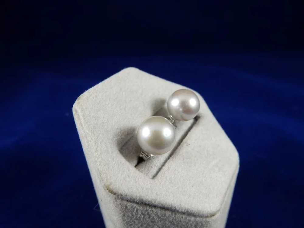 Silver Cultured Pearl Earrings - image 3