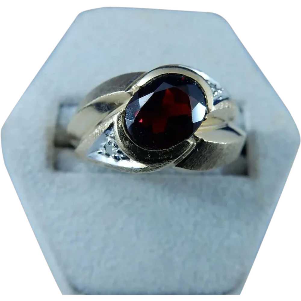 10 Karat Mens Natural Garnet Ring - image 1