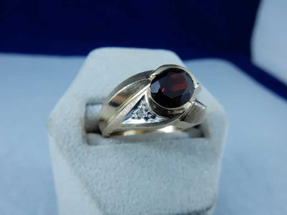 10 Karat Mens Natural Garnet Ring - image 2