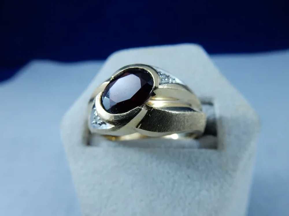 10 Karat Mens Natural Garnet Ring - image 3