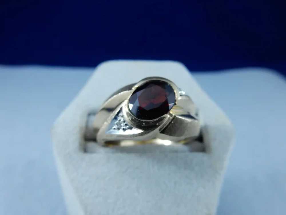 10 Karat Mens Natural Garnet Ring - image 5