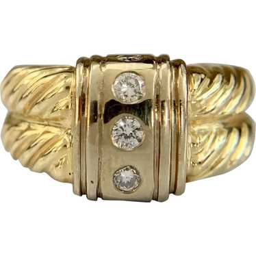 Vintage 14K Yellow Gold .25ctw Diamond Rope Twist… - image 1