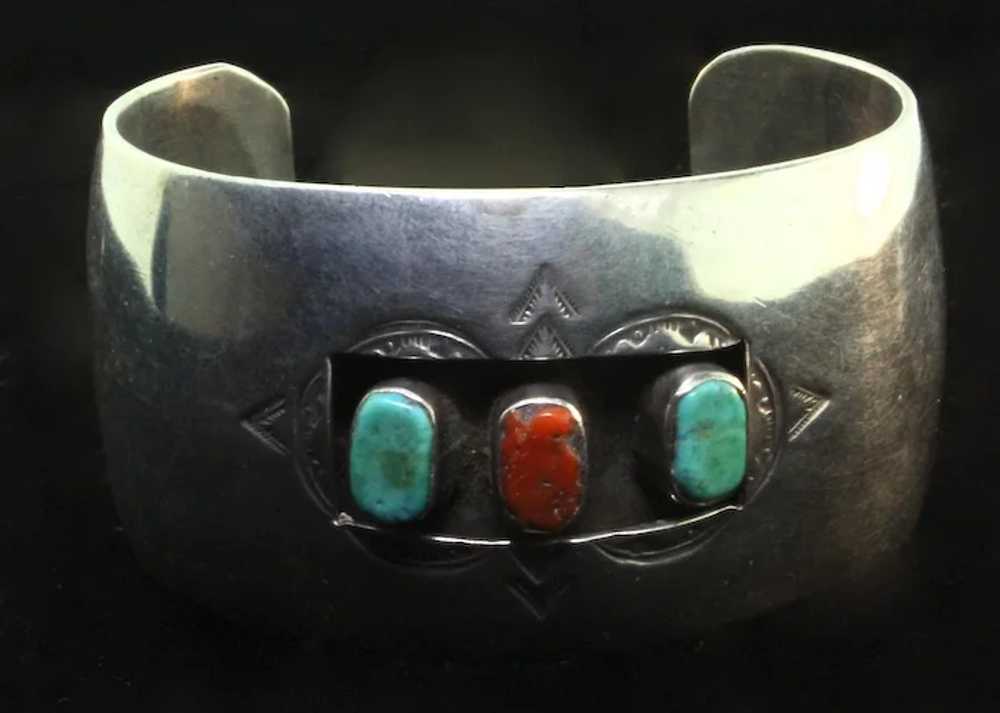 Vintage Native American NAVAJO Turquoise Coral St… - image 7