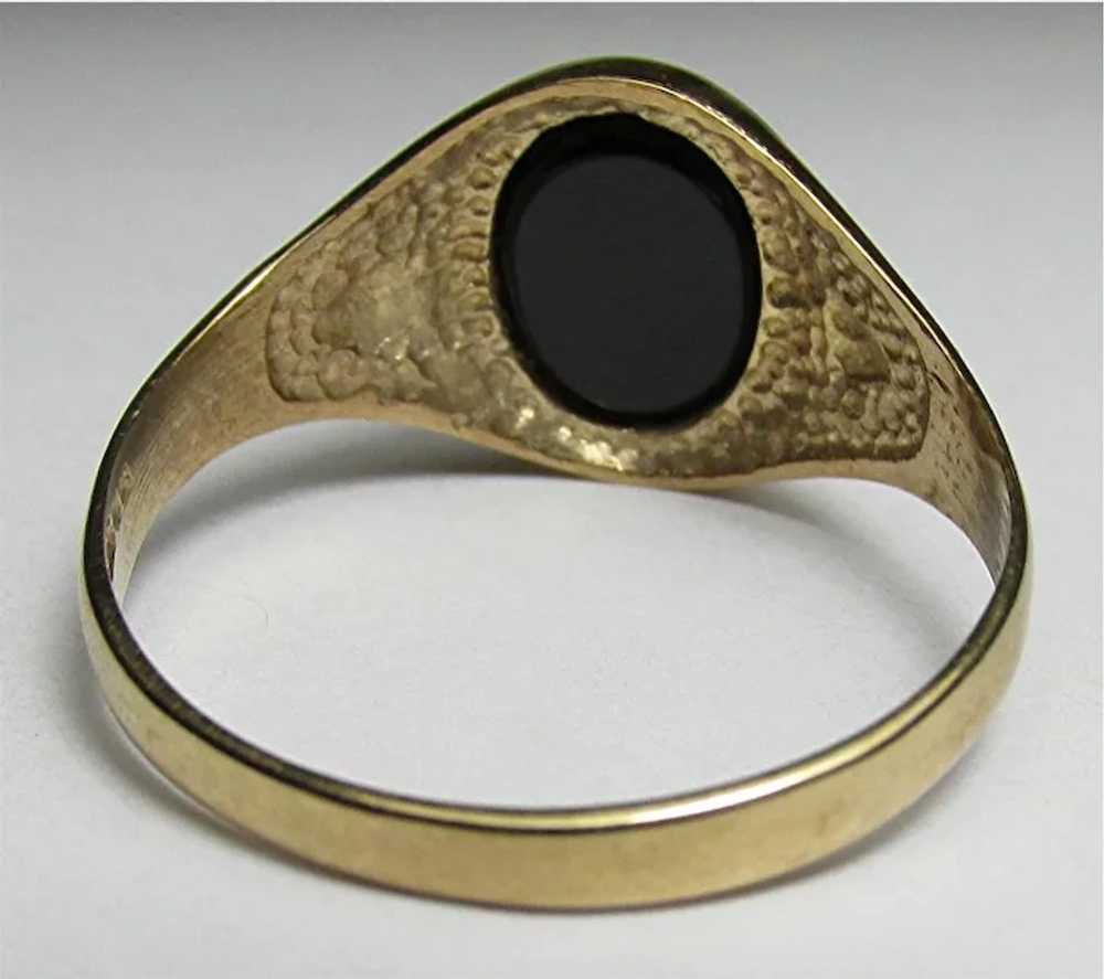Onyx and Diamond 9 Carat Gold Antique Ring - image 4