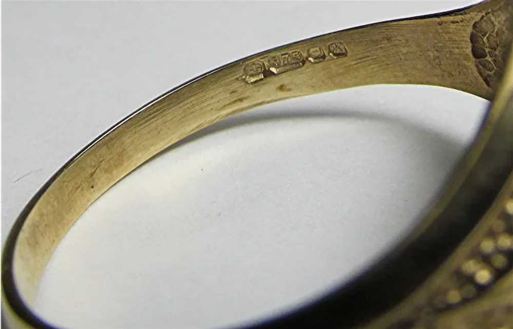 Onyx and Diamond 9 Carat Gold Antique Ring - image 5