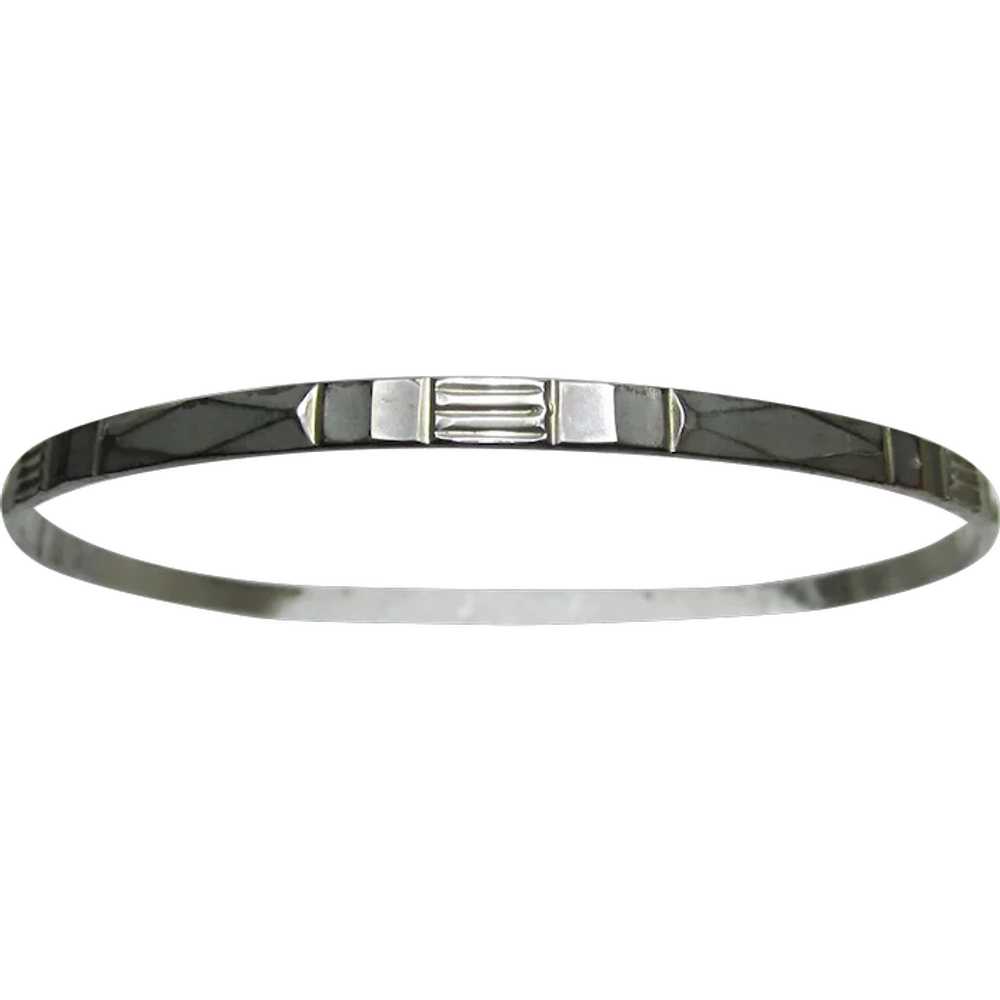 Bangle Bracelet  with Raised Art Deco Design - image 1