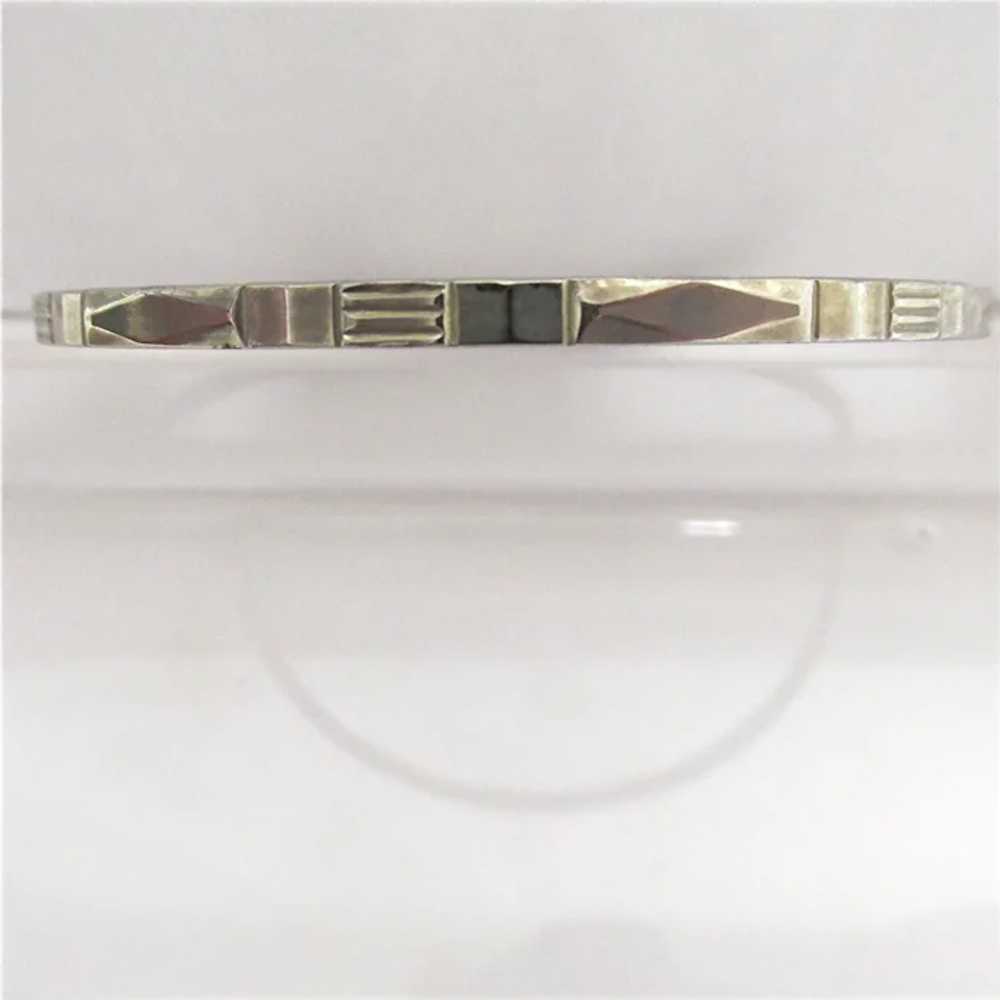 Bangle Bracelet  with Raised Art Deco Design - image 2