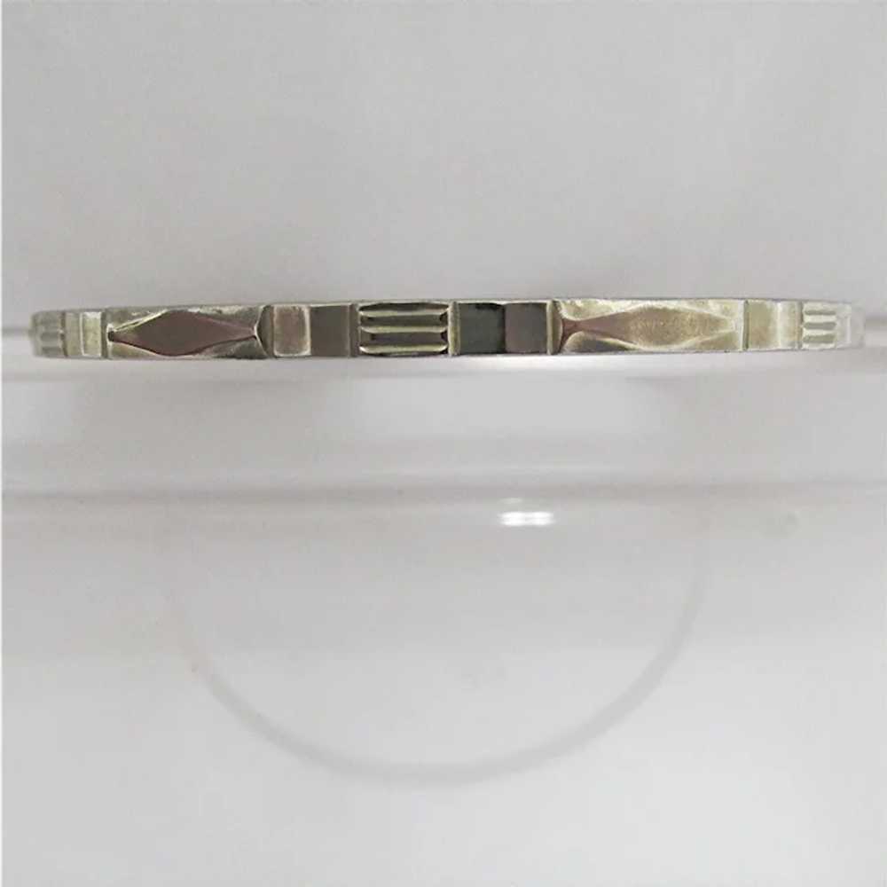 Bangle Bracelet  with Raised Art Deco Design - image 4