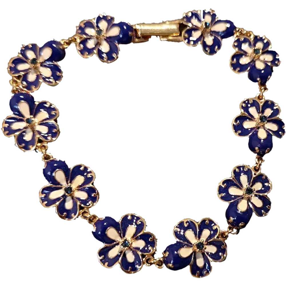 Joan Rivers Cobalt Pansy Bracelet - image 1