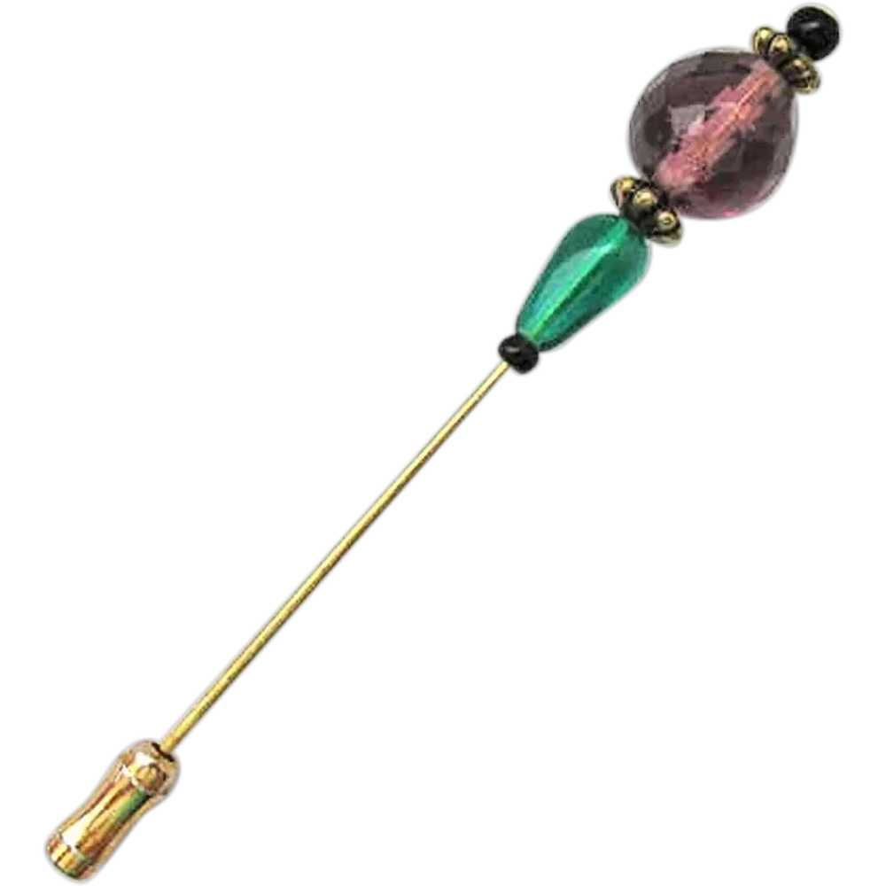 GORGEOUS Czech Art Glass Stick Pin, RARE 1930's C… - image 1