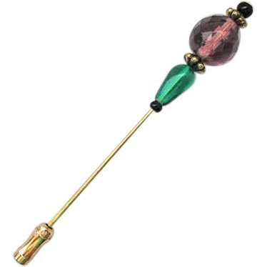 GORGEOUS Czech Art Glass Stick Pin, RARE 1930's C… - image 1