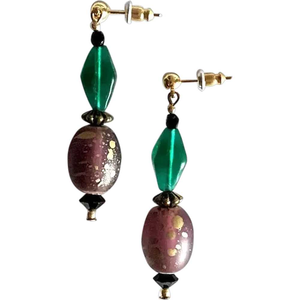 STUNNING Venetian Art Glass Earrings, RARE 1930's… - image 1