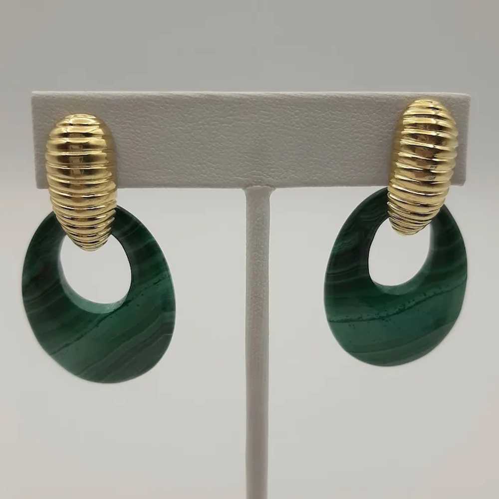 18K & Interchangeable Stone Hoop Earrings - image 2