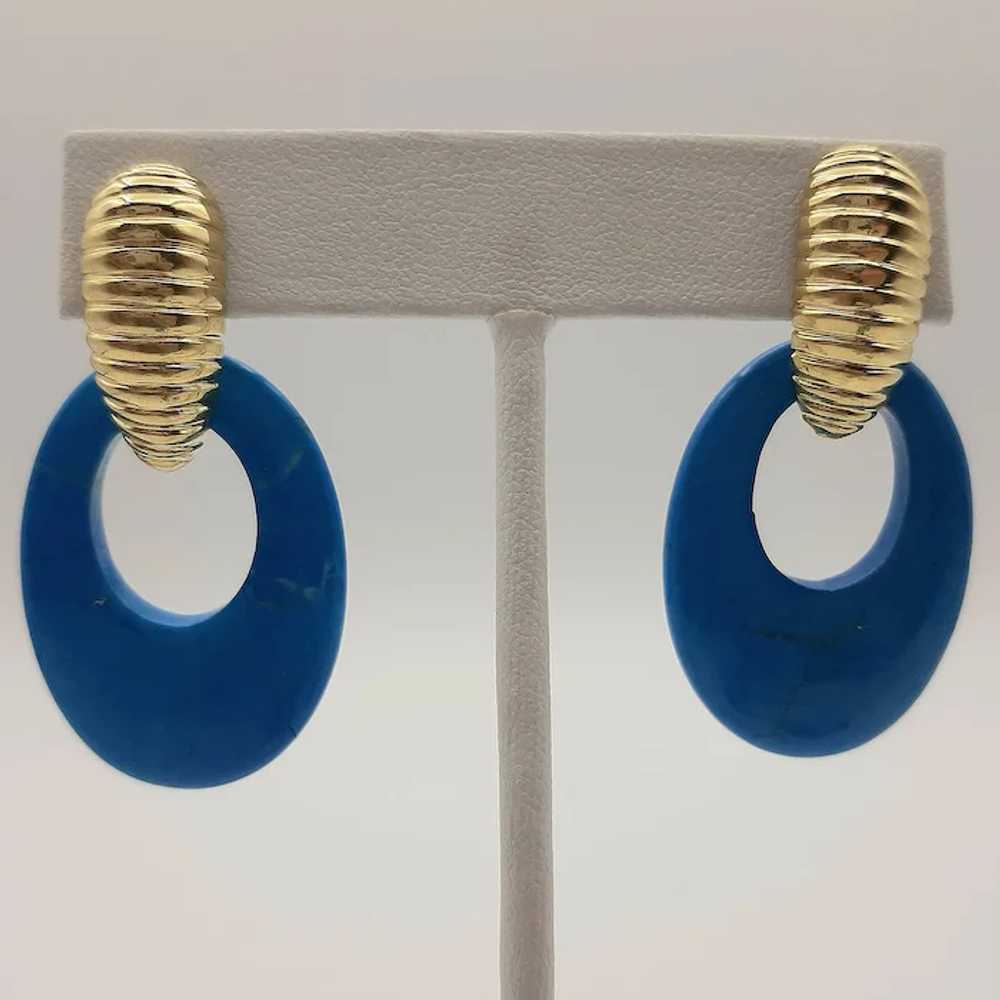 18K & Interchangeable Stone Hoop Earrings - image 7