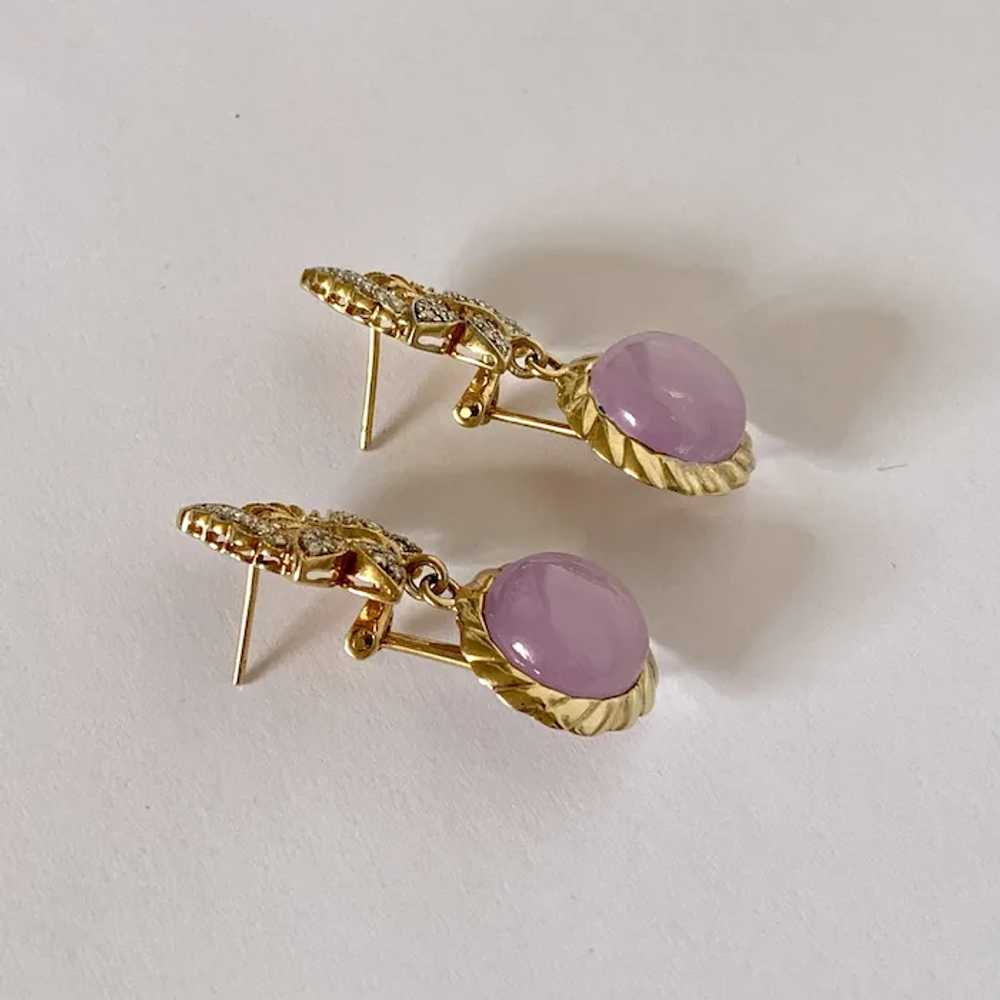 14k Diamond Butterfly & Lavender Jade Drop Earrin… - image 10