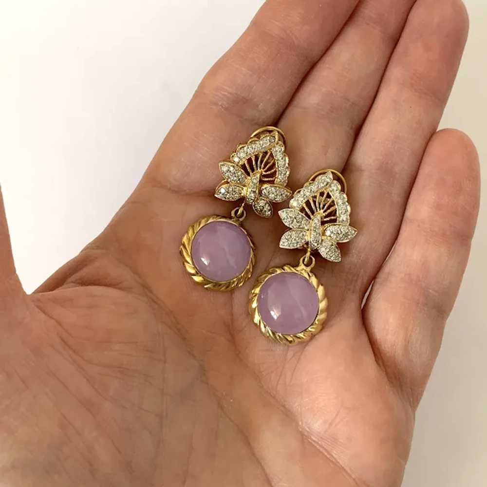 14k Diamond Butterfly & Lavender Jade Drop Earrin… - image 11