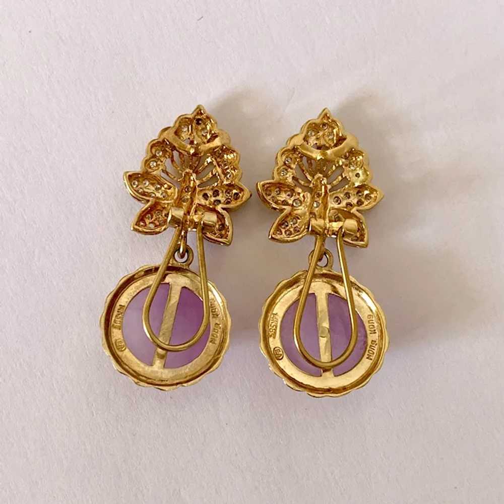 14k Diamond Butterfly & Lavender Jade Drop Earrin… - image 6