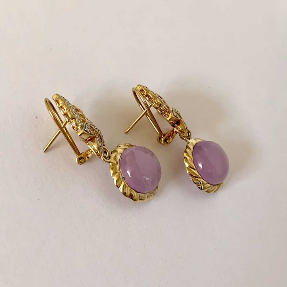 14k Diamond Butterfly & Lavender Jade Drop Earrin… - image 9