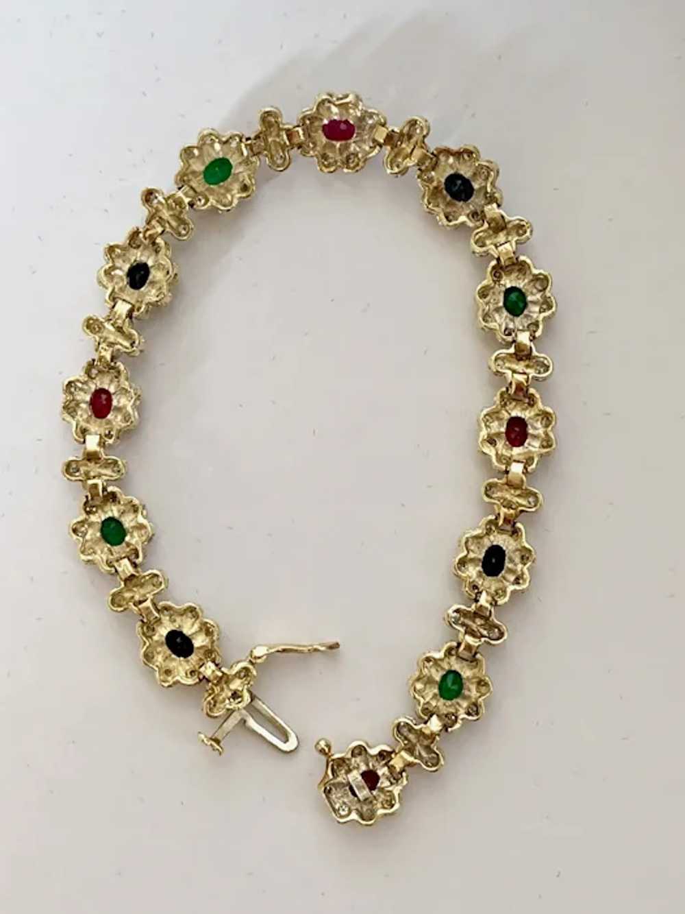 14k Diamond Ruby Emerald & Sapphire Floral Estate… - image 7