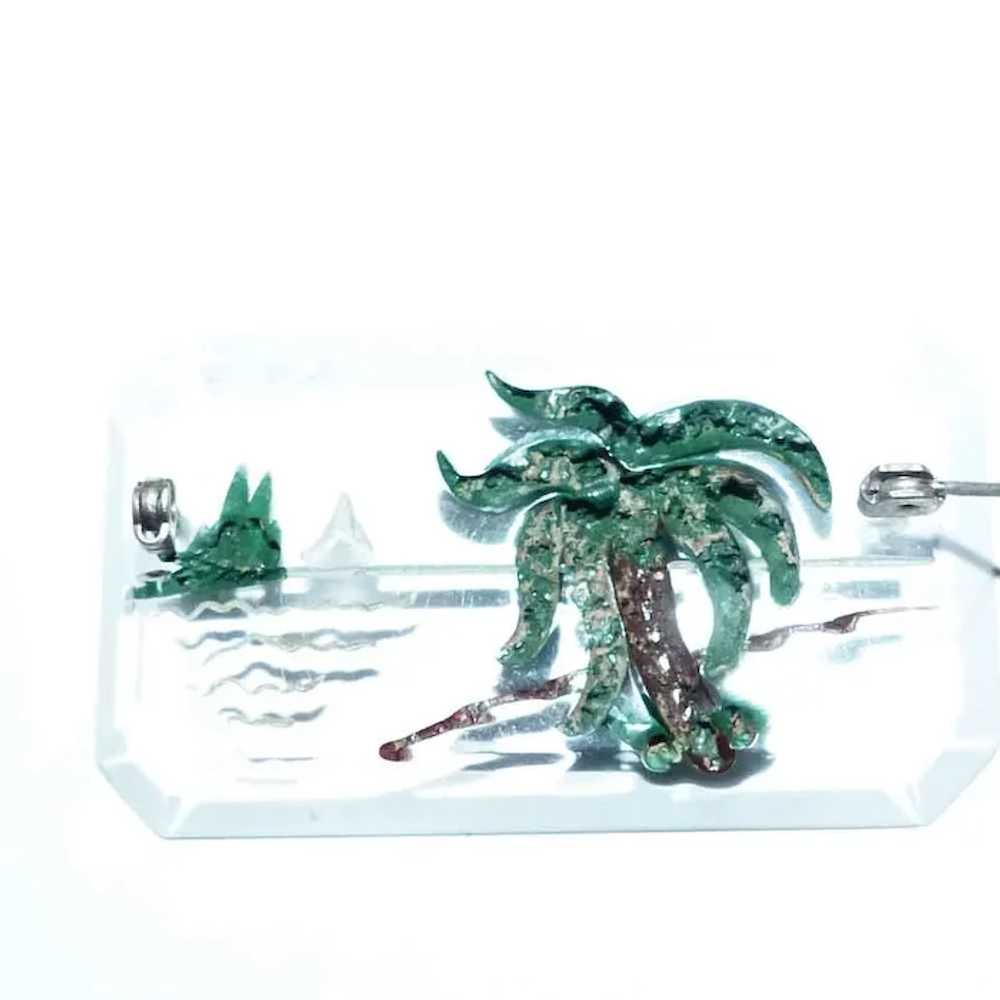 Transparent Lucite Reverse Carved & Painted Palm … - image 5