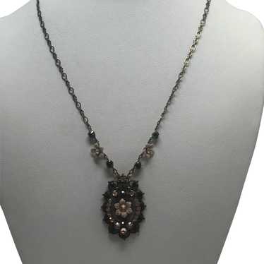 Handmade Michal Negrin Floral Necklace with Pale … - image 1