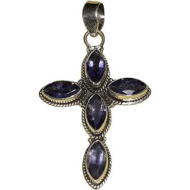 Tanzanite and Sterling Silver Cross