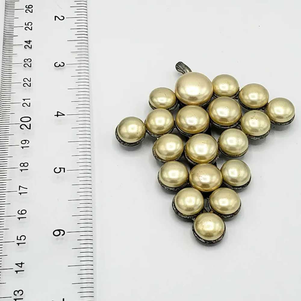 1930's Large Faux - Pearl Dress Clip - image 2