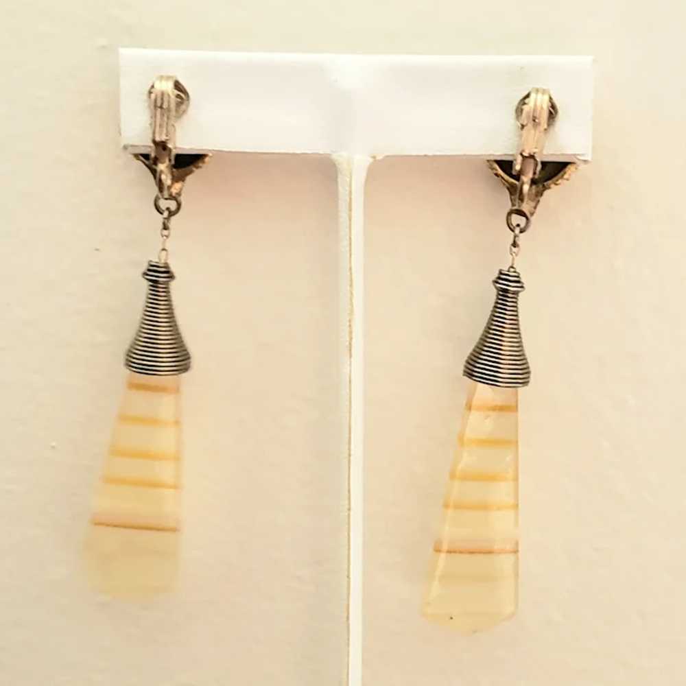 Lion Head Earrings with Striped Glass Drops - image 5