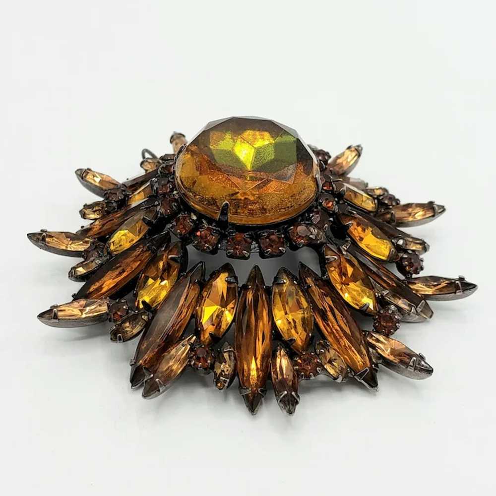 SHADES of AMBER Crystal Brooch Pin and Necklace - image 11