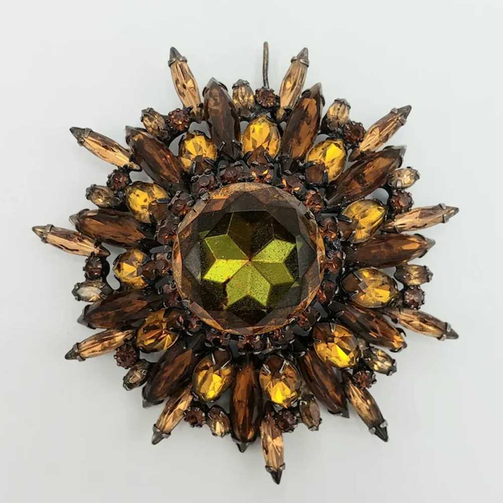 SHADES of AMBER Crystal Brooch Pin and Necklace - image 12