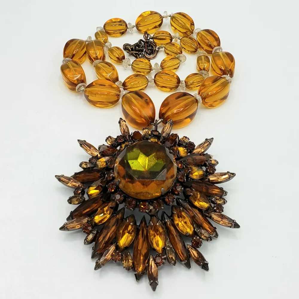 SHADES of AMBER Crystal Brooch Pin and Necklace - image 4