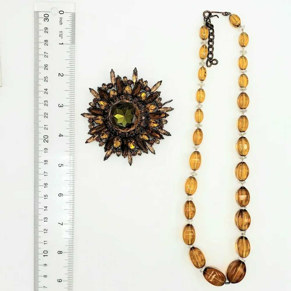 SHADES of AMBER Crystal Brooch Pin and Necklace - image 6