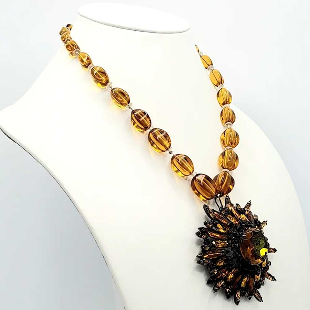 SHADES of AMBER Crystal Brooch Pin and Necklace - image 7