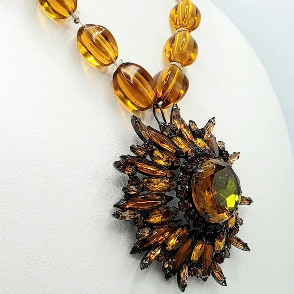 SHADES of AMBER Crystal Brooch Pin and Necklace - image 8