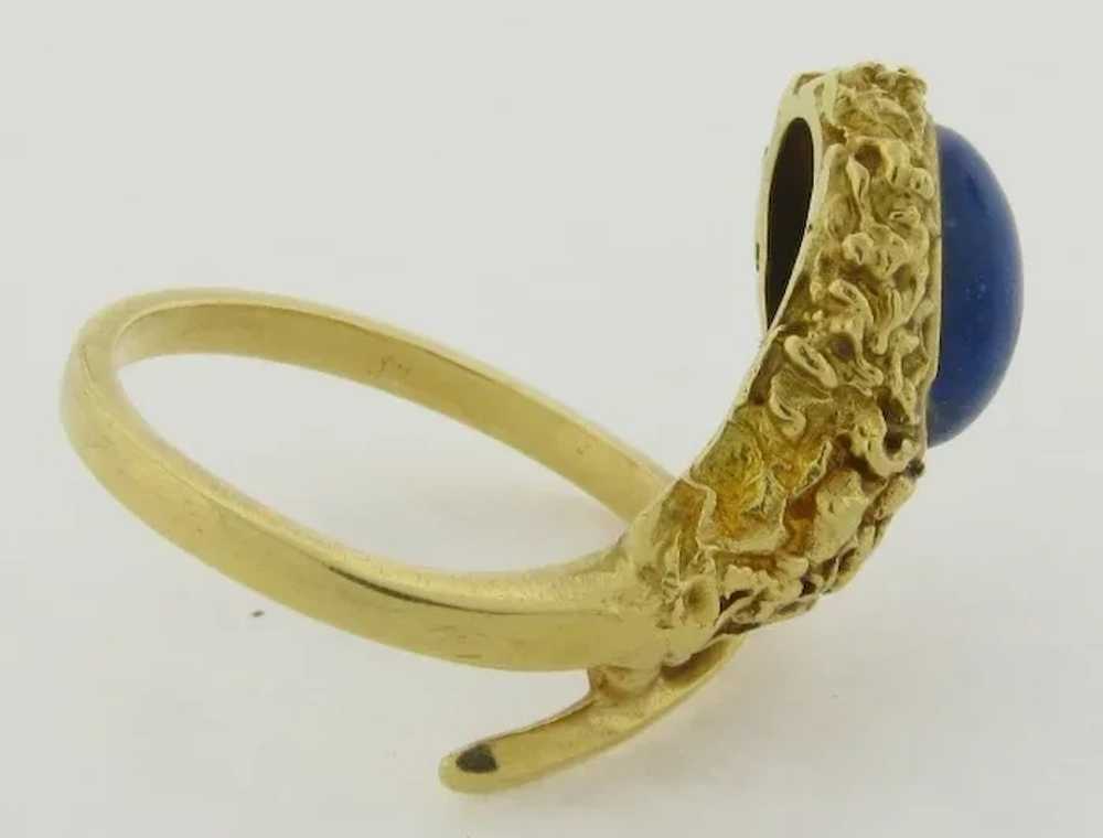 14k Designer Serpent Head Lapis Ring - image 4