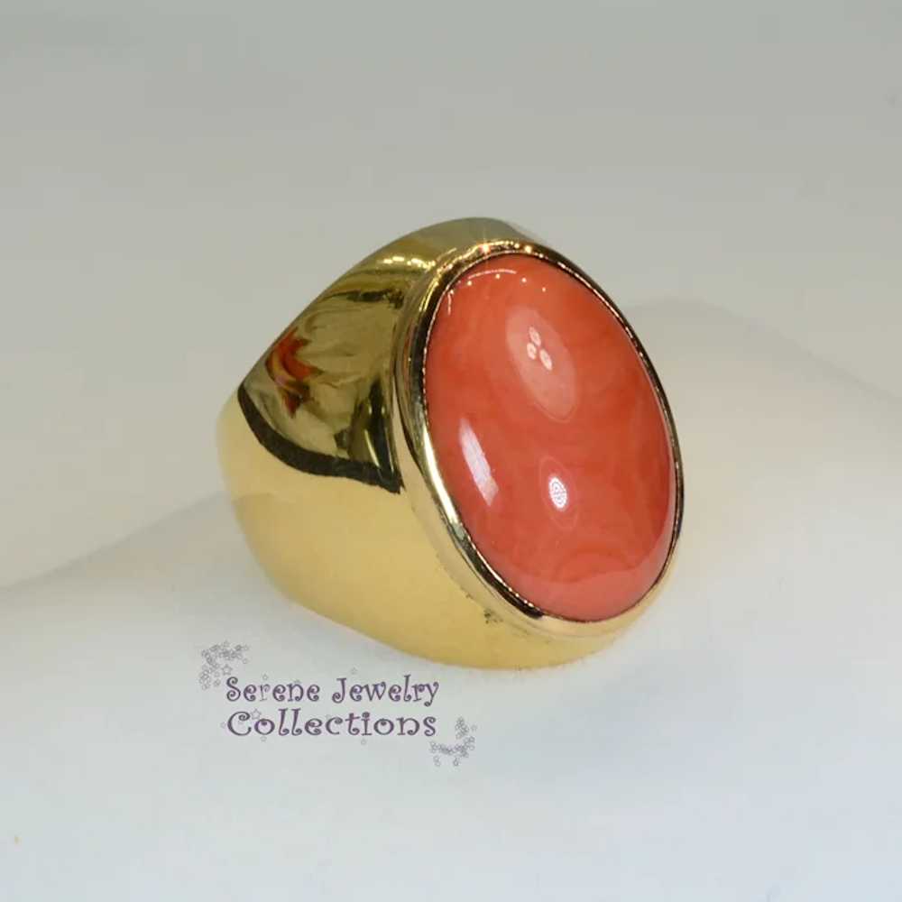 Japanese Momo Coral Diamond 18k Gold Ring Vintage… - image 10