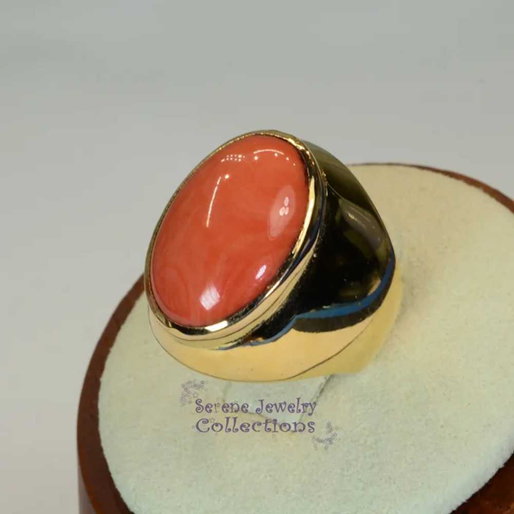 Japanese Momo Coral Diamond 18k Gold Ring Vintage… - image 11