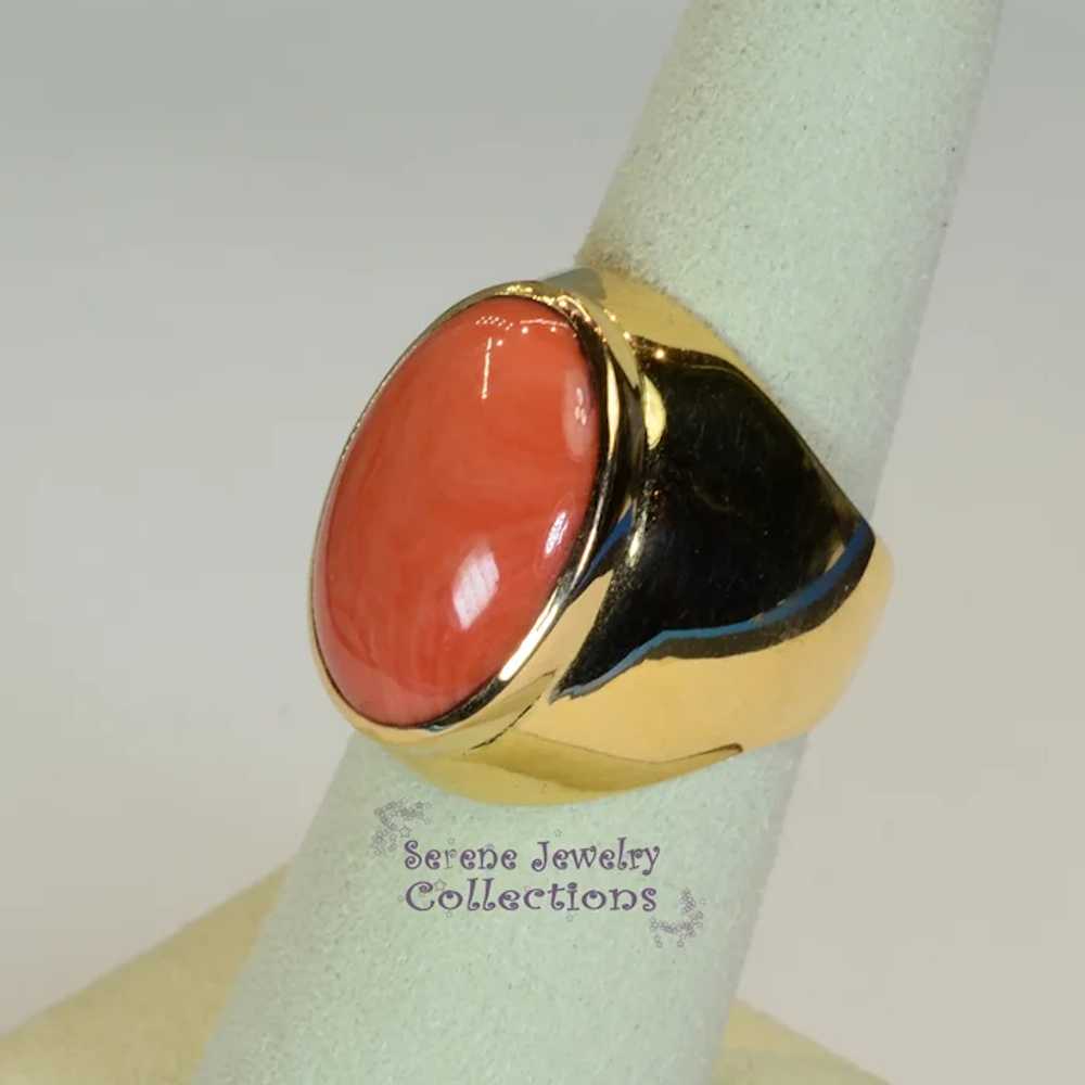 Japanese Momo Coral Diamond 18k Gold Ring Vintage… - image 12