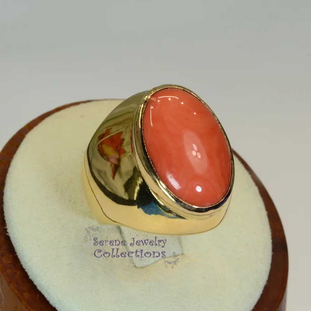 Japanese Momo Coral Diamond 18k Gold Ring Vintage… - image 2