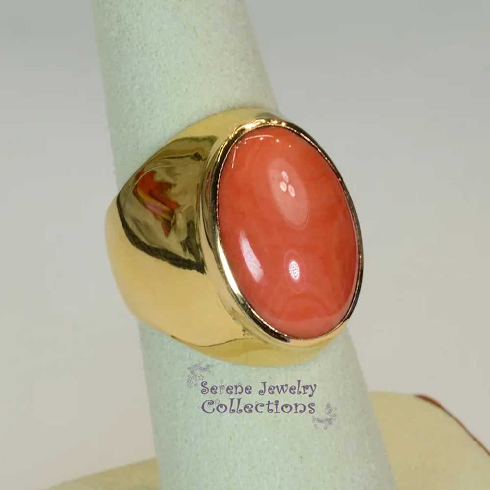 Japanese Momo Coral Diamond 18k Gold Ring Vintage… - image 4