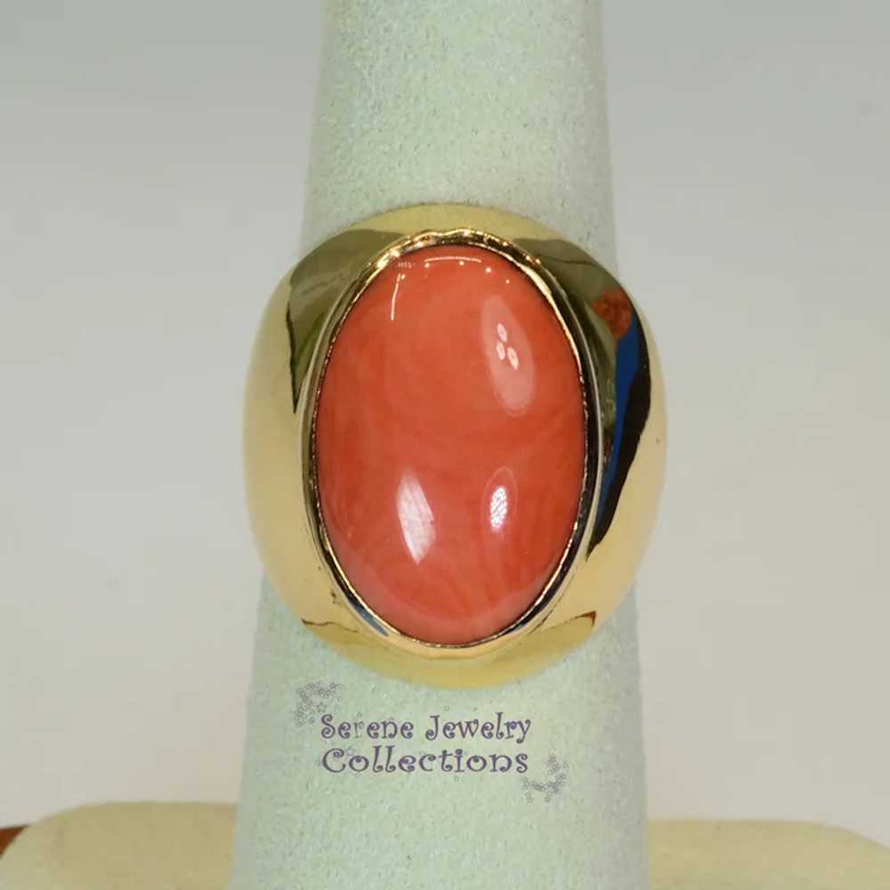 Japanese Momo Coral Diamond 18k Gold Ring Vintage… - image 8